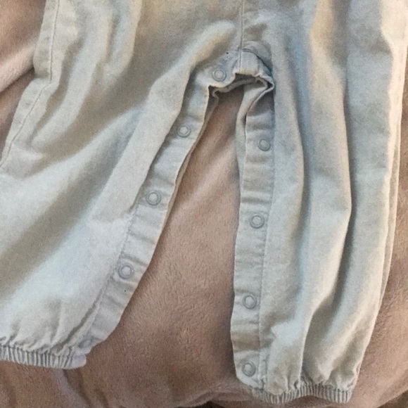 Baby jean romper, with pink detail. - Picture 2 of 4